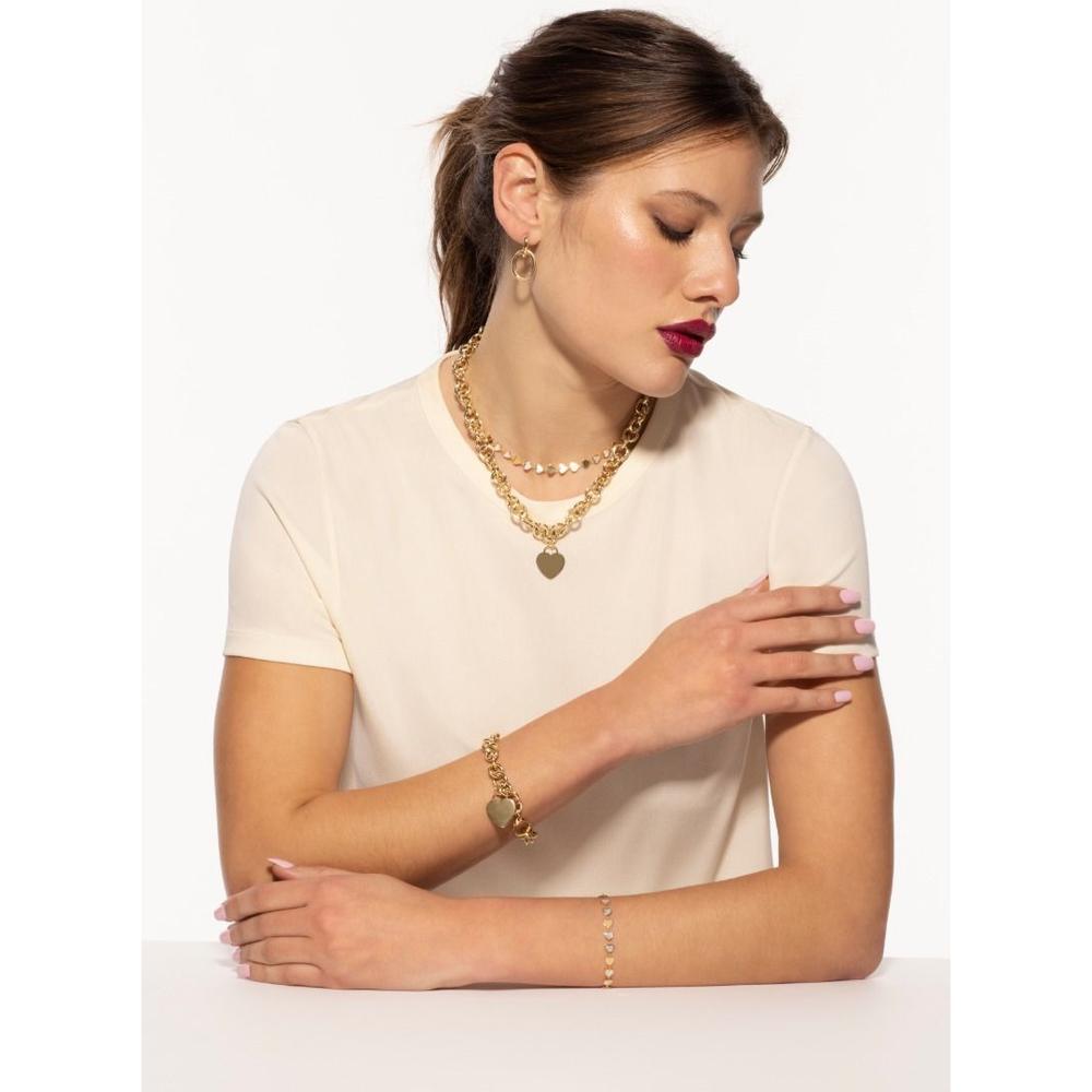 14K Yellow Gold Heart Tag & Rolo Link Necklace - 18" Polished Chain with Fancy Lobster Clasp by Orozza Fine Jewelry
