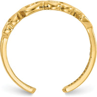 14K Yellow Gold Heart Toe Ring with Polished Patterned Finish - 5mm Band Width by Oro Pregiato