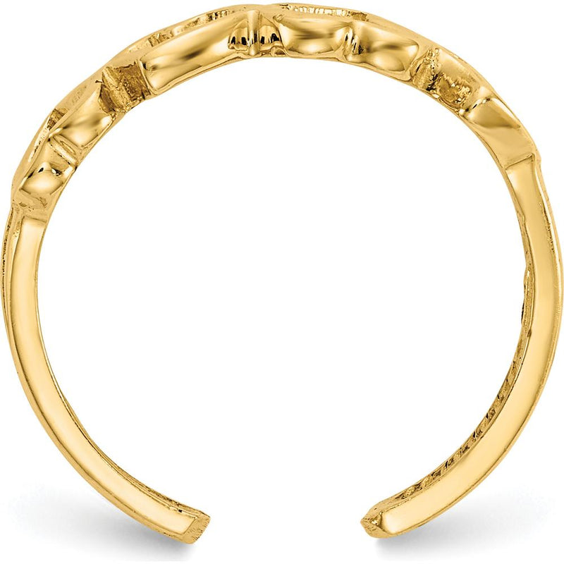 14K Yellow Gold Heart Toe Ring with Polished Patterned Finish - 5mm Band Width by Oro Pregiato