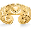 14K Yellow Gold Heart Toe Ring with Textured Pattern - 6mm Band Width by 0
