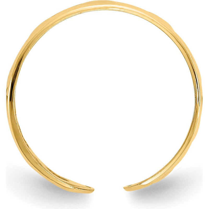 14K Yellow Gold Heart Toe Ring with Textured Pattern - 6mm Band Width by 0