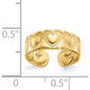 14K Yellow Gold Heart Toe Ring with Textured Pattern - 6mm Band Width by 0