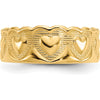 14K Yellow Gold Heart Toe Ring with Textured Pattern - 6mm Band Width by 0