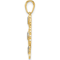 14K Yellow Gold Heart Tree of Life Pendant with Rhodium Diamond-Cut Accents by Oro Pregiato