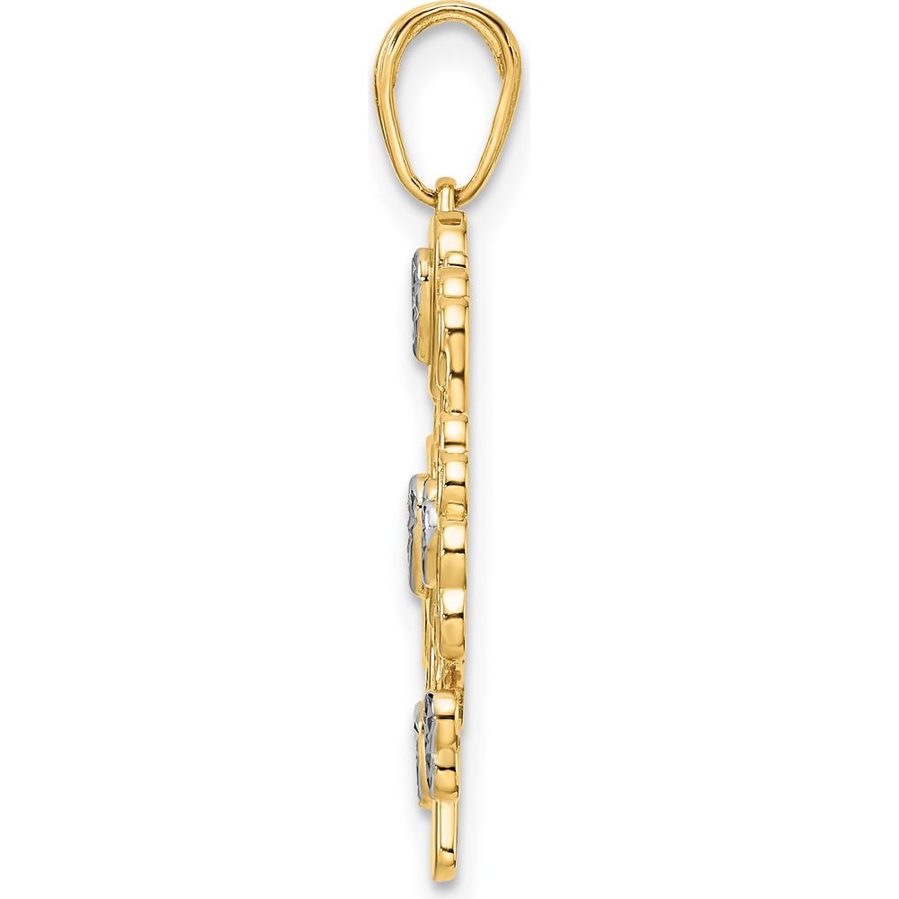 14K Yellow Gold Heart Tree of Life Pendant with Rhodium Diamond-Cut Accents by Oro Pregiato
