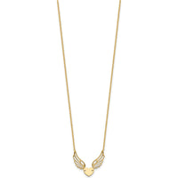 14K Yellow Gold Heart with Wings Motif Necklace on 17-Inch Cable Chain by 0