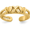 14K Yellow Gold Hearts and Infinity Symbol Toe Ring with Polished Finish by Oro Pregiato
