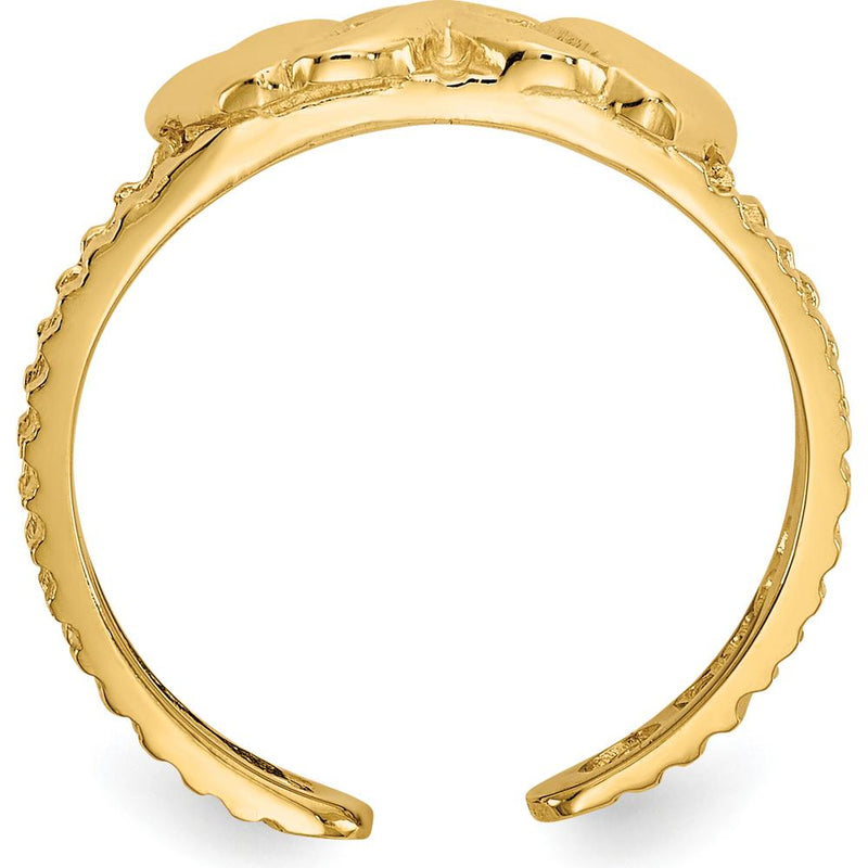 14K Yellow Gold Hearts and Infinity Symbol Toe Ring with Polished Finish by Oro Pregiato