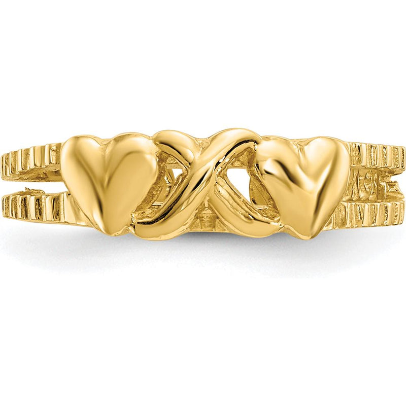 14K Yellow Gold Hearts and Infinity Symbol Toe Ring with Polished Finish by Oro Pregiato