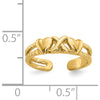 14K Yellow Gold Hearts and Infinity Symbol Toe Ring with Polished Finish by Oro Pregiato