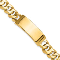 14K Yellow Gold Heavy Curb Link ID Bracelet with Solid Plate - 8.5" by Oro Pregiato
