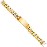 14K Yellow Gold Heavy Curb Link ID Bracelet with Solid Plate - 8.5" by Oro Pregiato