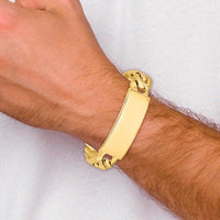 14K Yellow Gold Heavy Curb Link ID Bracelet with Solid Plate - 8.5" by Oro Pregiato