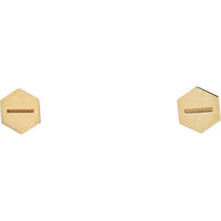 14K Yellow Gold Hexagon Geometric Stud Earrings