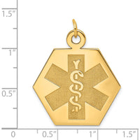 14K Yellow Gold Hexagon Medical Alert Pendant - Polished Finish by Oro Pregiato