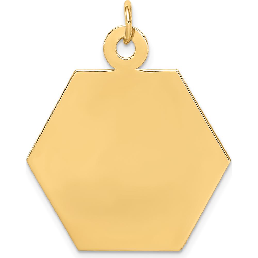14K Yellow Gold Hexagon Medical Alert Pendant - Polished Finish by Oro Pregiato