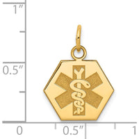 14K Yellow Gold Hexagon Medical Alert Pendant with Engraving Option by Oro Pregiato