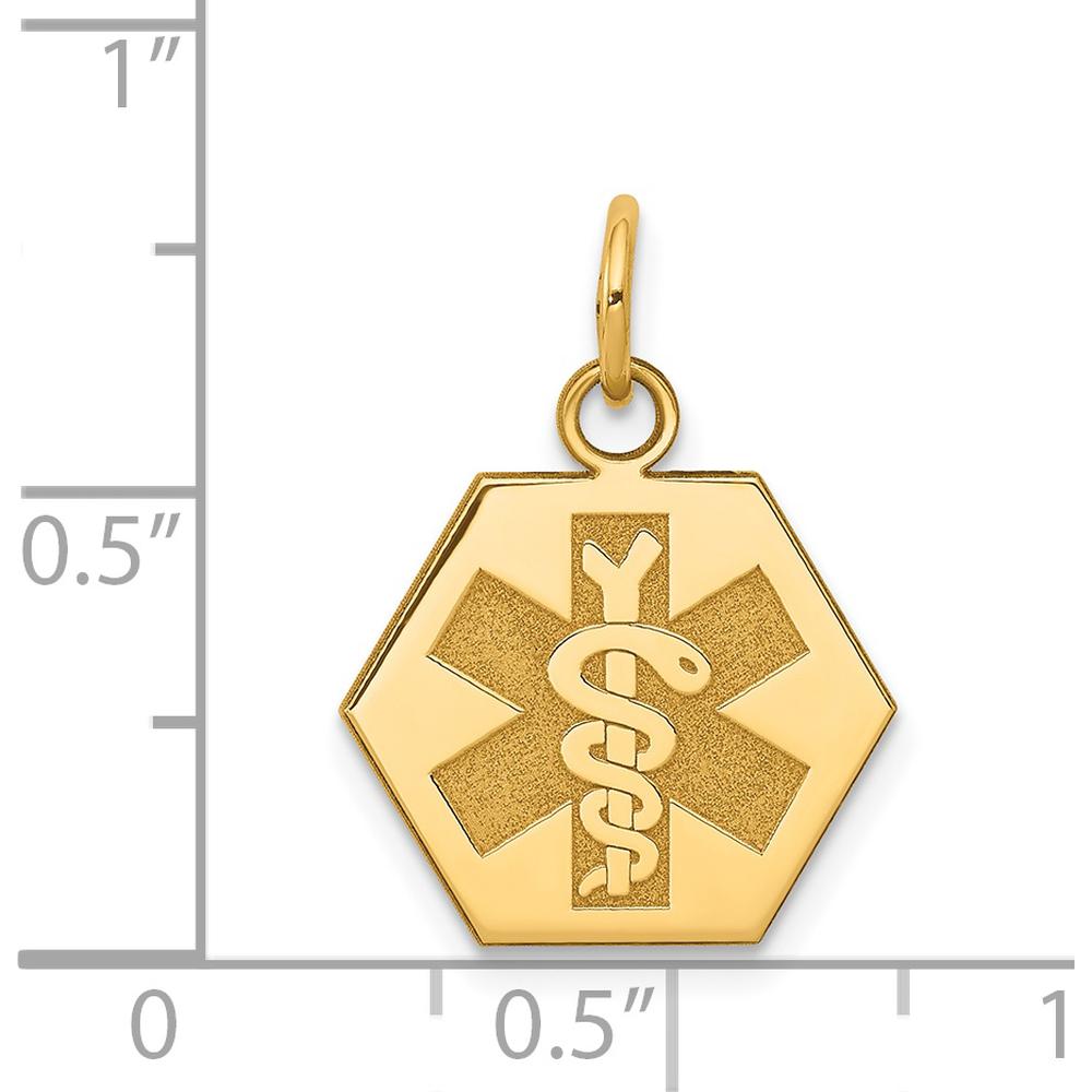 14K Yellow Gold Hexagon Medical Alert Pendant with Engraving Option by Oro Pregiato
