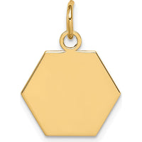 14K Yellow Gold Hexagon Medical Alert Pendant with Engraving Option by Oro Pregiato