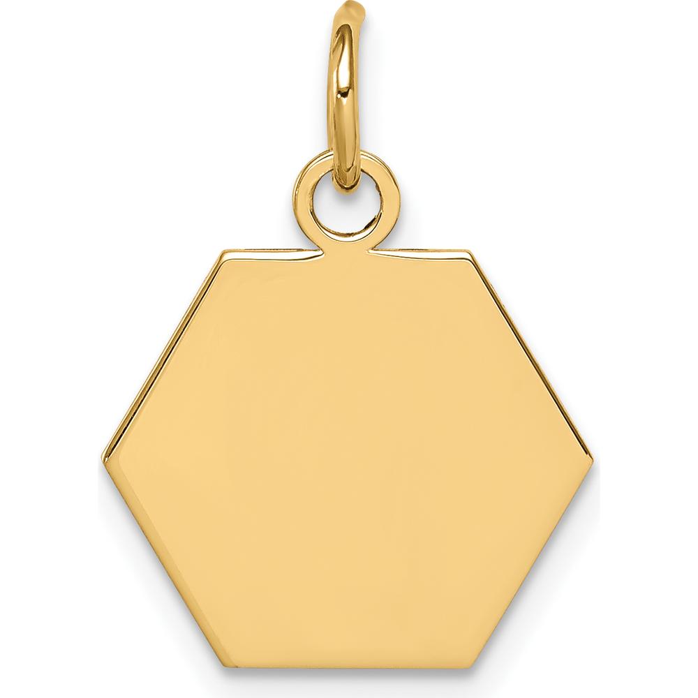 14K Yellow Gold Hexagon Medical Alert Pendant with Engraving Option by Oro Pregiato