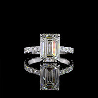 14K Yellow Gold Hidden Halo Emerald Cut Lab Diamond Ring - 5.27 Carat Total Weight, Center 4.20 Carat E VVS2, IGI Certified - Covaloro Fine Jewelry