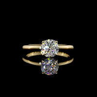 14K Yellow Gold Hidden Halo Engagement Ring with 1.08 Carat Round Lab Diamond (D VS1) and 0.05 Carat Brilliant Cut Halo Diamonds - IGI Certified 1.13 Total Carat Weight - Covaloro Fine Jewelry