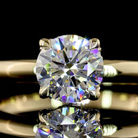 14K Yellow Gold Hidden Halo Engagement Ring with 1.08 Carat Round Lab Diamond (D VS1) and 0.05 Carat Brilliant Cut Halo Diamonds - IGI Certified 1.13 Total Carat Weight - Covaloro Fine Jewelry