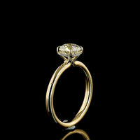 14K Yellow Gold Hidden Halo Engagement Ring with 1.08 Carat Round Lab Diamond (D VS1) and 0.05 Carat Brilliant Cut Halo Diamonds - IGI Certified 1.13 Total Carat Weight - Covaloro Fine Jewelry