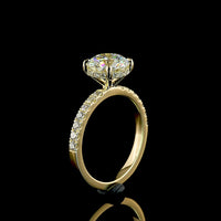 14K Yellow Gold Hidden Halo Engagement Ring with 2.03 Carat Round Brilliant Lab Diamond and Pavé Band - 2.50 Carats Total Diamond Weight - Covaloro Fine Jewelry