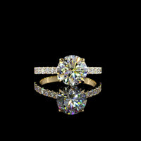 14K Yellow Gold Hidden Halo Engagement Ring with 2.53 Carat Round Brilliant Cut Lab Diamond and 0.49 Carat Accent Diamonds - 3.02 Total Carat Weight IGI Certified - Covaloro Fine Jewelry
