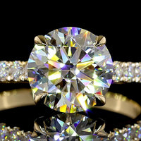 14K Yellow Gold Hidden Halo Engagement Ring with 2.53 Carat Round Brilliant Cut Lab Diamond and 0.49 Carat Accent Diamonds - 3.02 Total Carat Weight IGI Certified - Covaloro Fine Jewelry