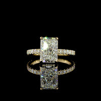 14K Yellow Gold Hidden Halo Engagement Ring with 2.64 Carat Radiant Cut Lab Diamond and 0.55 Carat Accent Diamonds - IGI Certified 3.19 Carat Total Weight - Covaloro Fine Jewelry