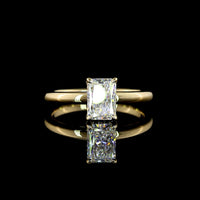 14K Yellow Gold Hidden Halo Ring with 1.01 Carat Radiant Cut Lab Diamond and 0.06 Carat Accent Diamonds IGI Certified - 1.07 Carat Total Weight - Covaloro Fine Jewelry