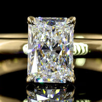 14K Yellow Gold Hidden Halo Ring with 1.01 Carat Radiant Cut Lab Diamond and 0.06 Carat Accent Diamonds IGI Certified - 1.07 Carat Total Weight - Covaloro Fine Jewelry