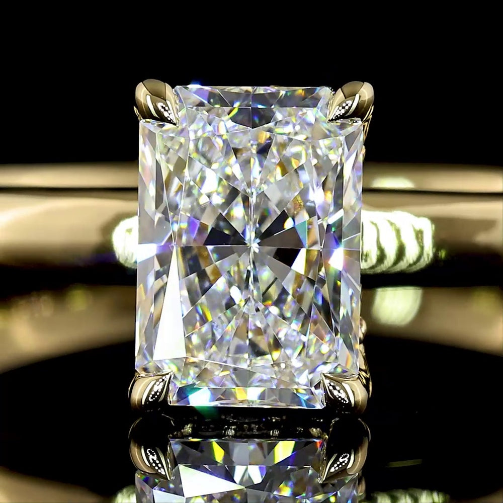 14K Yellow Gold Hidden Halo Ring with 1.01 Carat Radiant Cut Lab Diamond and 0.06 Carat Accent Diamonds IGI Certified - 1.07 Carat Total Weight - Covaloro Fine Jewelry