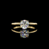 14K Yellow Gold Hidden Halo Ring with 1.02 Carat Round Brilliant D VVS2 Lab Diamond and 16 Accent Diamonds - 1.07 Carats Total Diamond Weight - Covaloro Fine Jewelry