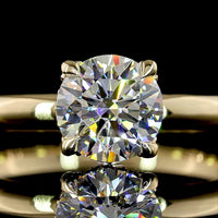 14K Yellow Gold Hidden Halo Ring with 1.02 Carat Round Brilliant D VVS2 Lab Diamond and 16 Accent Diamonds - 1.07 Carats Total Diamond Weight - Covaloro Fine Jewelry