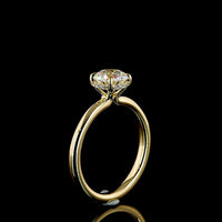 14K Yellow Gold Hidden Halo Ring with 1.02 Carat Round Brilliant D VVS2 Lab Diamond and 16 Accent Diamonds - 1.07 Carats Total Diamond Weight - Covaloro Fine Jewelry