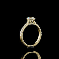 14K Yellow Gold Hidden Halo Ring with 1.02 Carats Round Brilliant Lab Diamond Center and 0.48 Carats Accent Diamonds - 1.50 Carats Total Diamond Weight - Covaloro Fine Jewelry