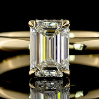 14K Yellow Gold Hidden Halo Ring with 1.03 Carat Emerald Cut Lab Diamond and 0.07 Carat Brilliant Cut Accents - 1.10 Carat Total Weight - Covaloro Fine Jewelry