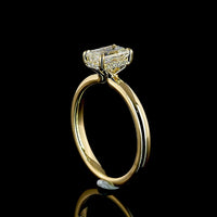 14K Yellow Gold Hidden Halo Ring with 1.03 Carat Emerald Cut Lab Diamond and 0.07 Carat Brilliant Cut Accents - 1.10 Carat Total Weight - Covaloro Fine Jewelry