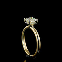 14K Yellow Gold Hidden Halo Ring with 1.03 Carat Princess Cut Lab Diamond and 0.05 Carat Brilliant Cut Accent Diamonds - 1.08 Carat Total Diamond Weight - Covaloro Fine Jewelry