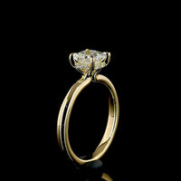 14K Yellow Gold Hidden Halo Ring with 1.03 Carat Princess Cut Lab Diamond and 0.05 Carat Brilliant Cut Accent Diamonds - 1.08 Carat Total Diamond Weight - Covaloro Fine Jewelry