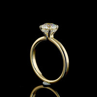 14K Yellow Gold Hidden Halo Ring with 1.07 Carat Round Lab Diamond Center and 0.06 Carat Accent Diamonds - IGI Certified D VVS2 - Covaloro Fine Jewelry