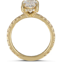 14K Yellow Gold Hidden Halo Ring with 1.08 Carat Radiant Cut Lab Diamond and Diamond Accented Band - 1.43 Total Carat Weight, GIA Certified - Covaloro Fine Jewelry