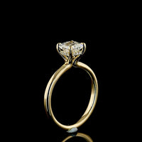 14K Yellow Gold Hidden Halo Ring with 1.08 Carats Princess Cut Lab Diamond and 0.05 Carats Brilliant Cut Lab Diamonds - 1.13 Carats Total Diamond Weight - IGI Certified E VVS2 - Covaloro Fine Jewelry