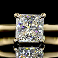 14K Yellow Gold Hidden Halo Ring with 1.08 Carats Princess Cut Lab Diamond and 0.05 Carats Brilliant Cut Lab Diamonds - 1.13 Carats Total Diamond Weight - IGI Certified E VVS2 - Covaloro Fine Jewelry