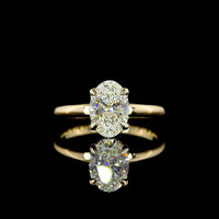 14K Yellow Gold Hidden Halo Ring with 1.50 Carat Oval Cut Lab Diamond (E VVS2) and 0.09 Carat Brilliant Cut Lab Diamond Accents - 1.59 Total Carat Weight - Covaloro Fine Jewelry