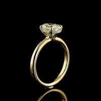 14K Yellow Gold Hidden Halo Ring with 1.50 Carat Oval Cut Lab Diamond (E VVS2) and 0.09 Carat Brilliant Cut Lab Diamond Accents - 1.59 Total Carat Weight - Covaloro Fine Jewelry