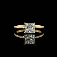14K Yellow Gold Hidden Halo Ring with 1.54 Carat Princess Cut Lab Diamond and 0.06 Carat Brilliant Cut Diamond Accents - IGI Certified E VS1 - Covaloro Fine Jewelry